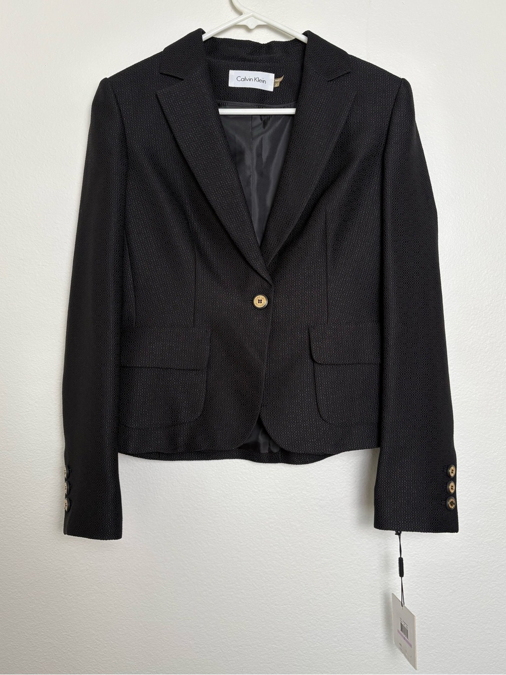 Calvin Klein Black Women's Single-Button Tailored Blazer Size 6